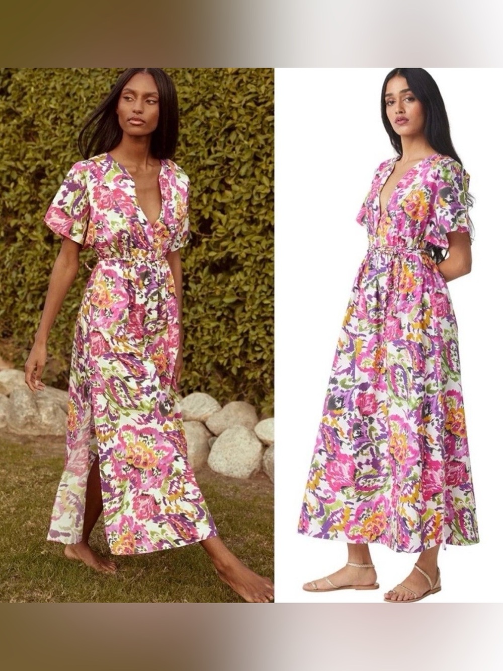 MISA Los Angeles Setareh Floral Print Belted Maxi Dress Size - XS